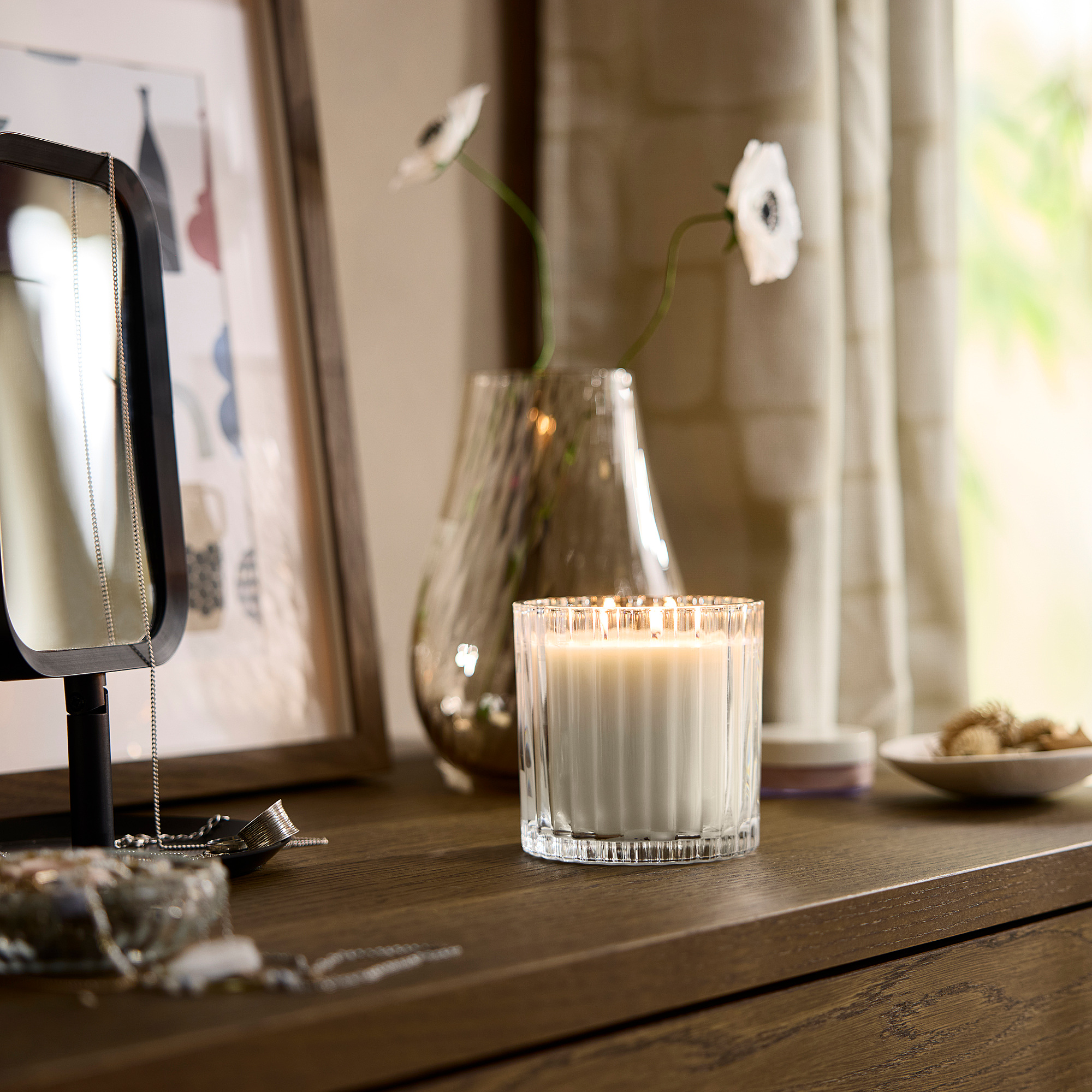 TOFSTÄRNA scented candle in glass, 2 wicks