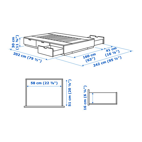 NORDLI 床架連抽屜