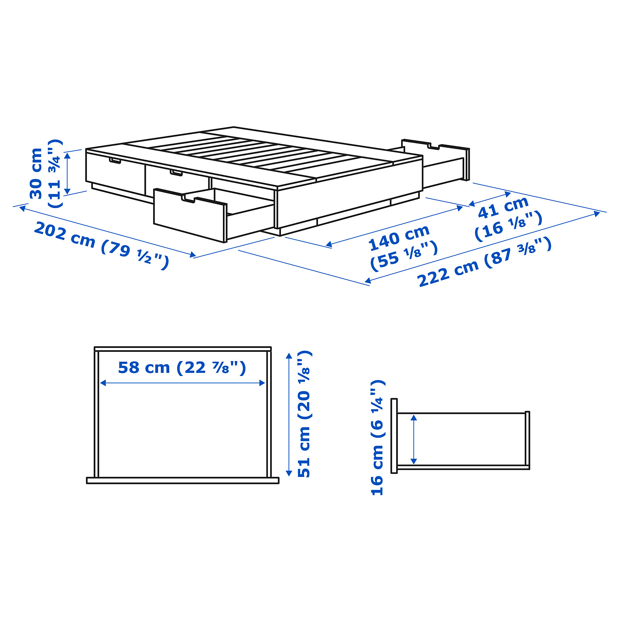 NORDLI 床架連抽屜