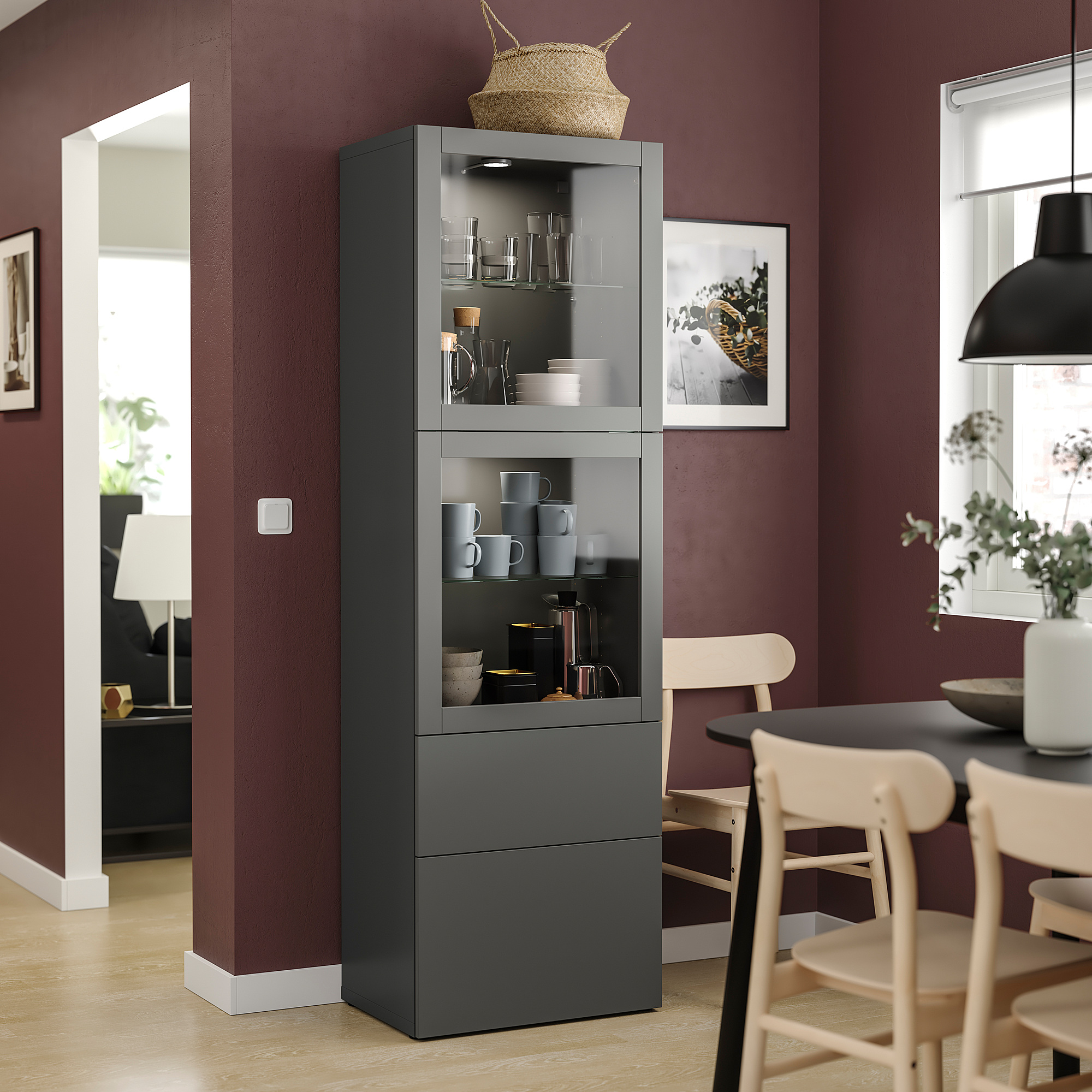 BESTÅ storage combination w glass doors