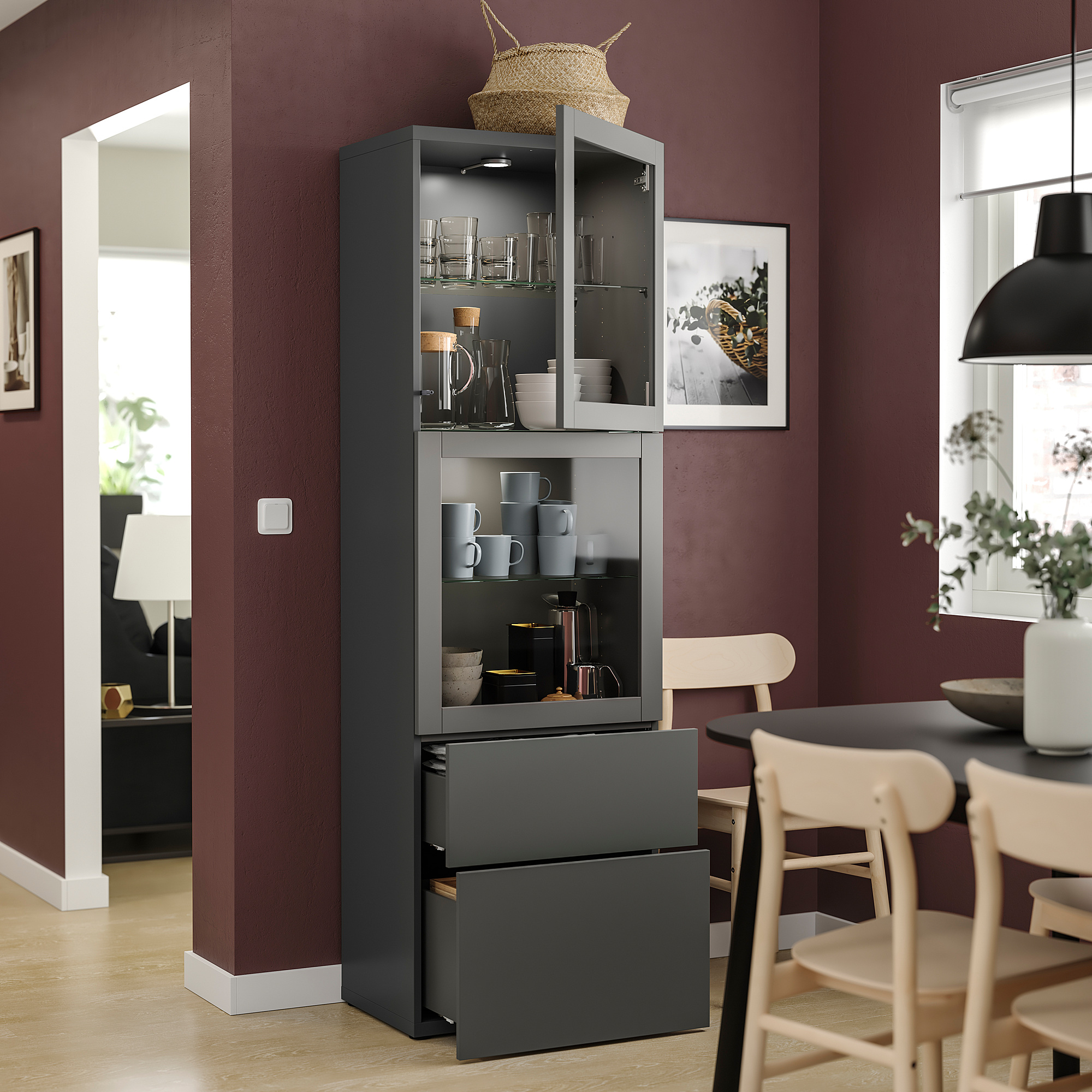 BESTÅ storage combination w glass doors