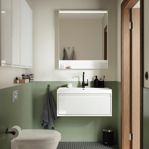 FAXÄLVEN mirror with built-in lighting