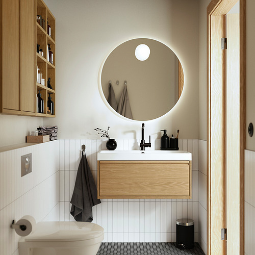 FAXÄLVEN mirror with built-in lighting