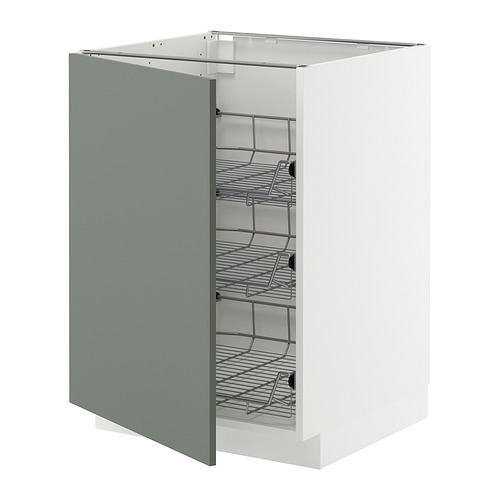 METOD base cabinet with wire baskets