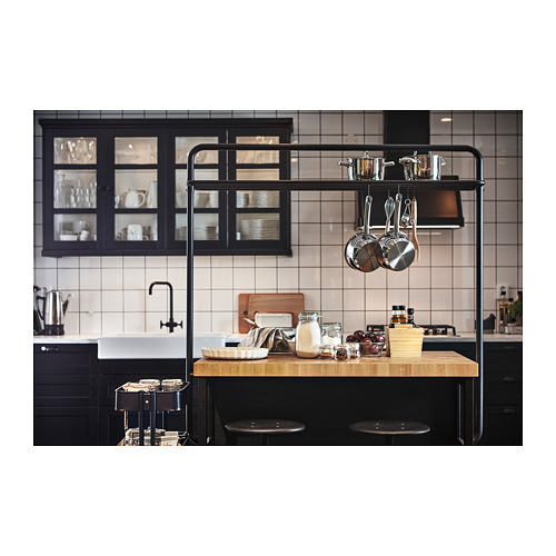 VADHOLMA kitchen island with rack