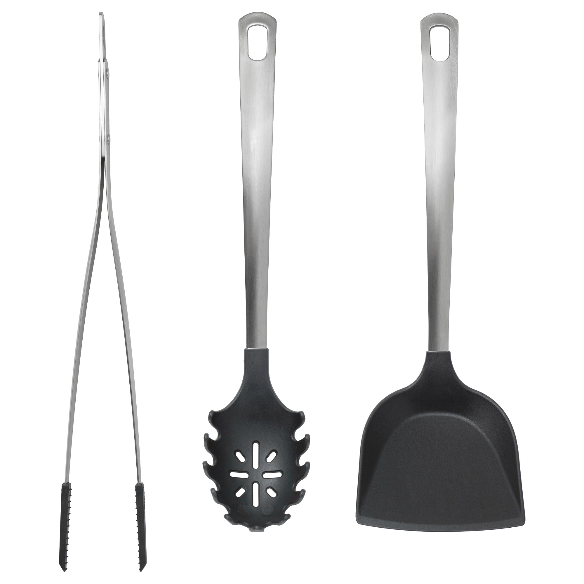 DIREKT 3piece kitchen utensil set, black/stainless steel IKEA Hong
