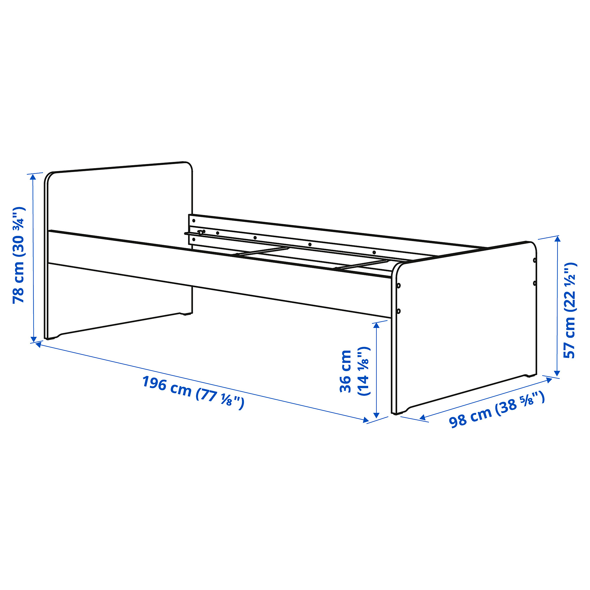 NATTAPA/SLÄKT bed frame w guard rail+slat bd base