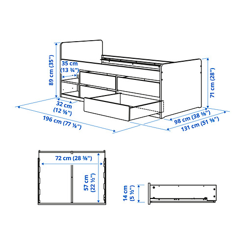 SLÄKT bed frame with storage