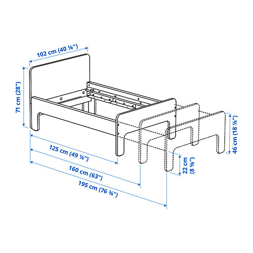 SLÄKT ext bed frame with slatted bed base