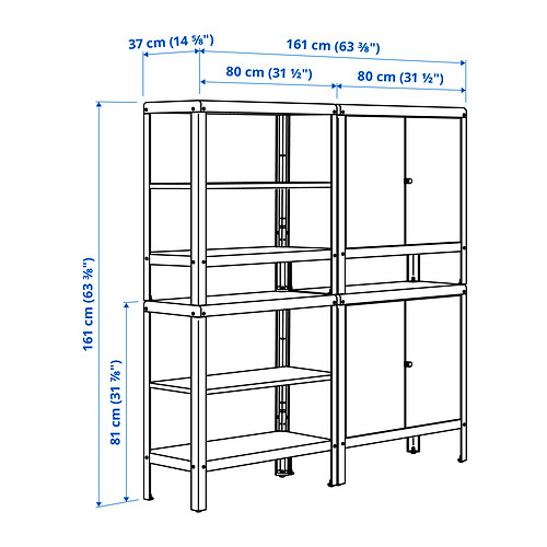 KOLBJÖRN shelving unit with 2 cabinets