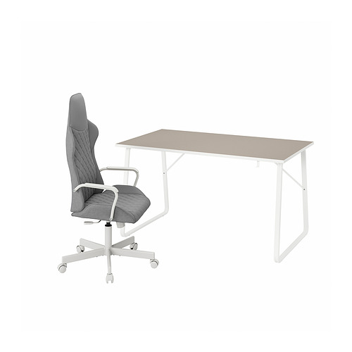 UTESPELARE/HUVUDSPELARE gaming desk and chair, 140x80 cm, beige/grey