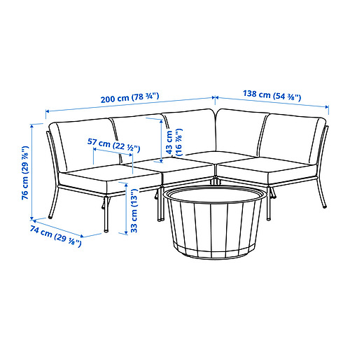 LÅGASKÄR/SEGERÖN 3-seat conversation set