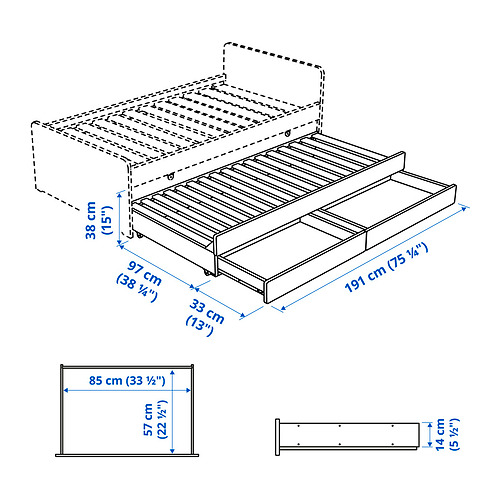 SLÄKT underbed with storage