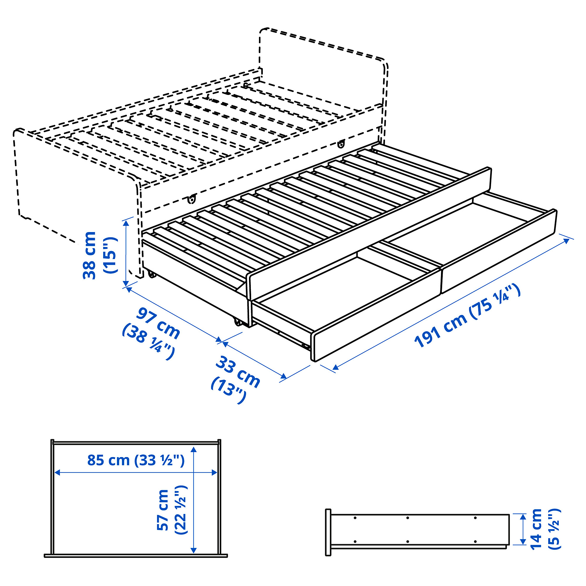 SLÄKT underbed with storage