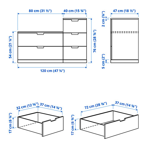 NORDLI chest of 5 drawers