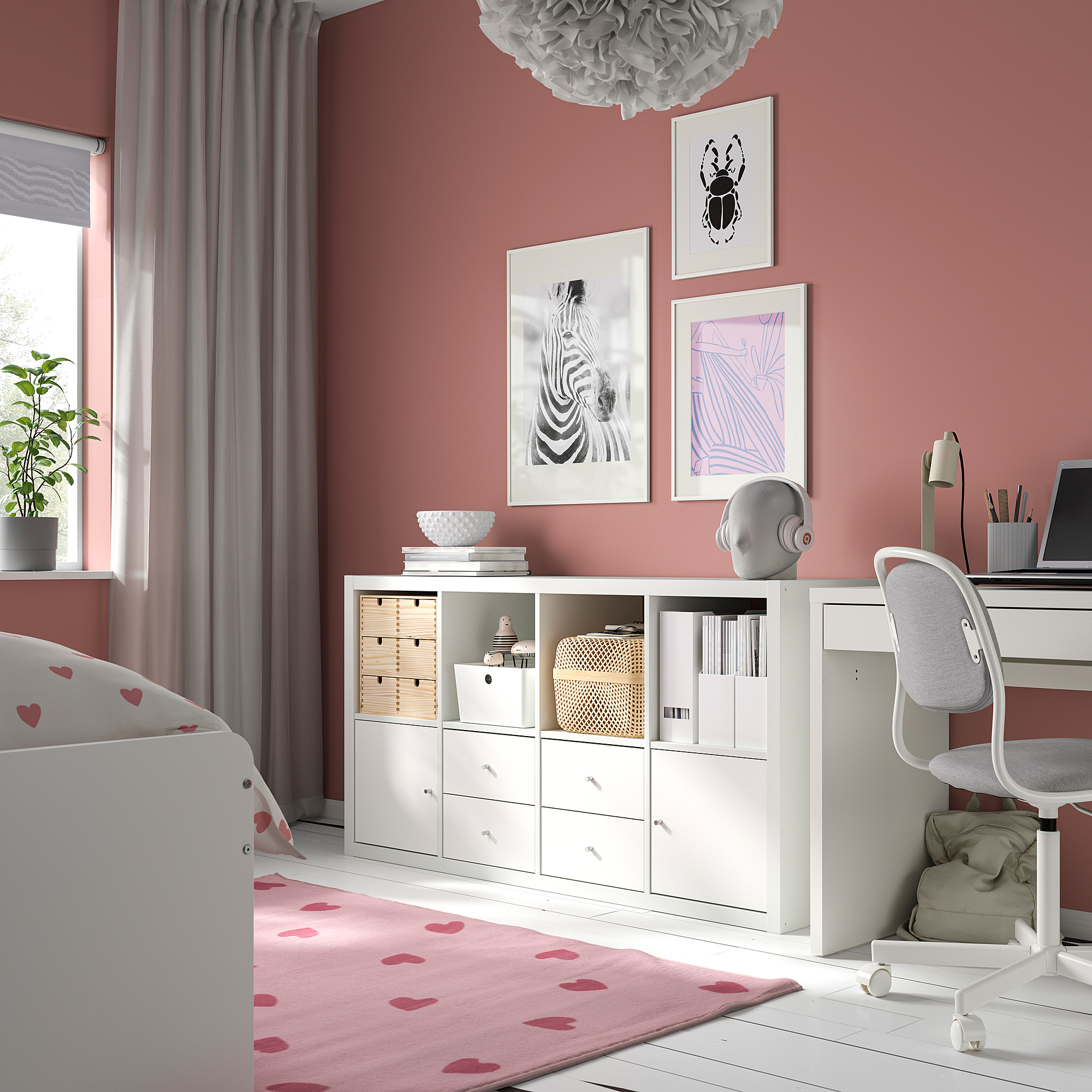 KALLAX shelving unit with 4 inserts