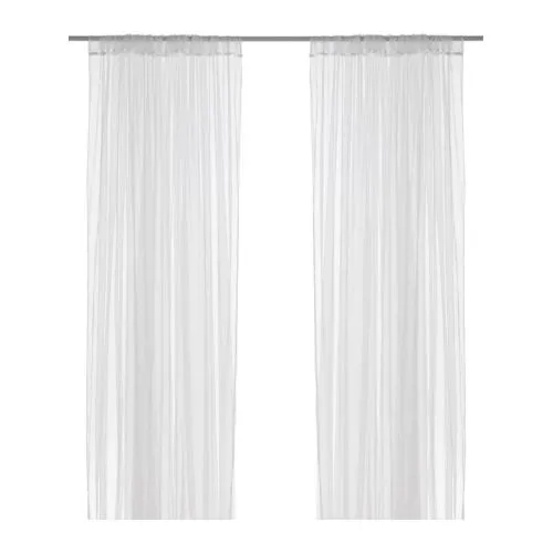 DYTÅG - curtains, 1 pair, white/with heading tape, 145x250 cm