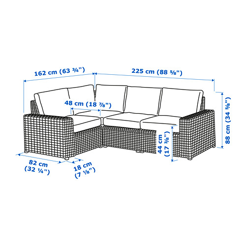 SOLLERÖN modular corner sofa 3-seat, outdoor