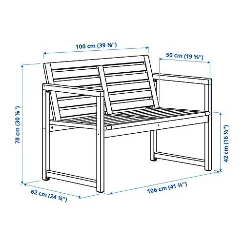 NÄMMARÖ bench with backrest, outdoor