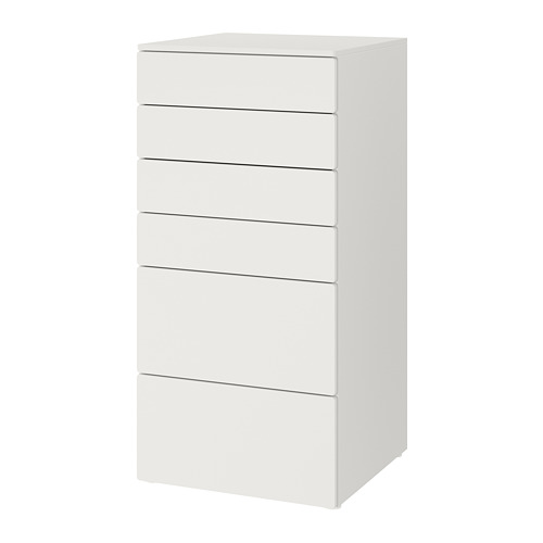 PLATSA/SMÅSTAD chest of 6 drawers