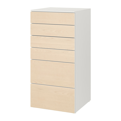 PLATSA/SMÅSTAD chest of 6 drawers