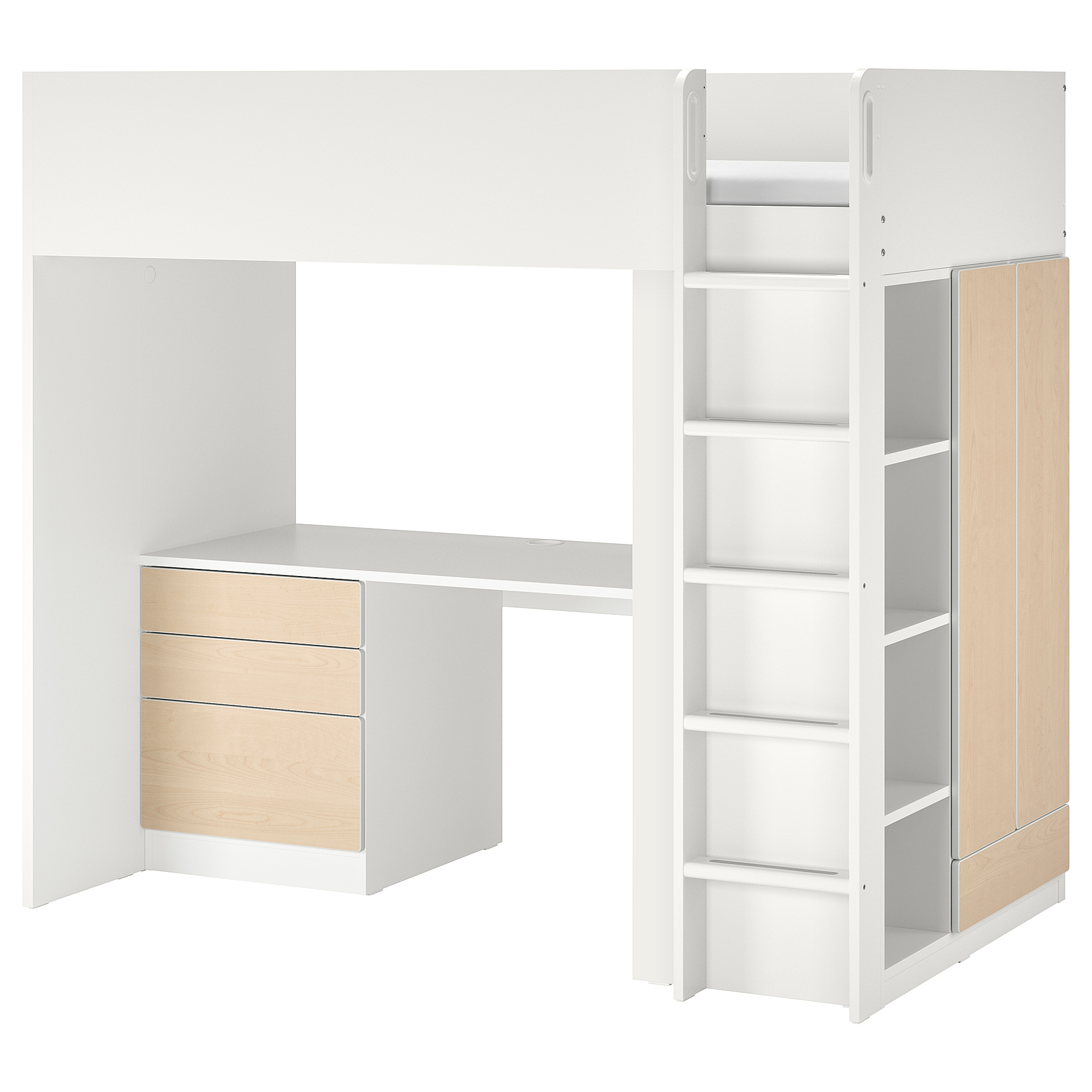 SMÅSTAD loft bed, white birch/with desk with 4 drawers IKEA Hong