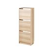 BISSA - shoe cabinet with 3 compartments, oak effect
