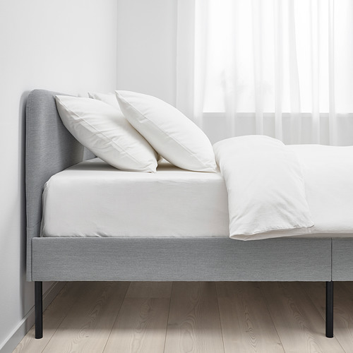 KULLEN/SLATTUM bedroom furniture, set of 4, Knisa light grey/white, double