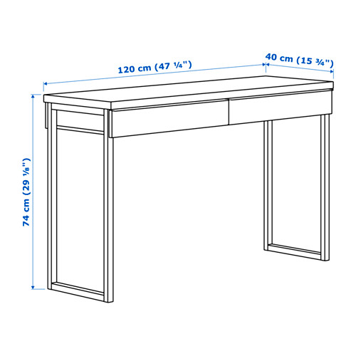 BESTÅ BURS desk, 120x40x74 cm, high-gloss white