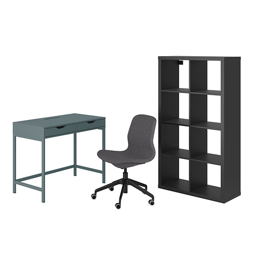 ALEX/LÅNGFJÄLL/KALLAX desk and storage combination