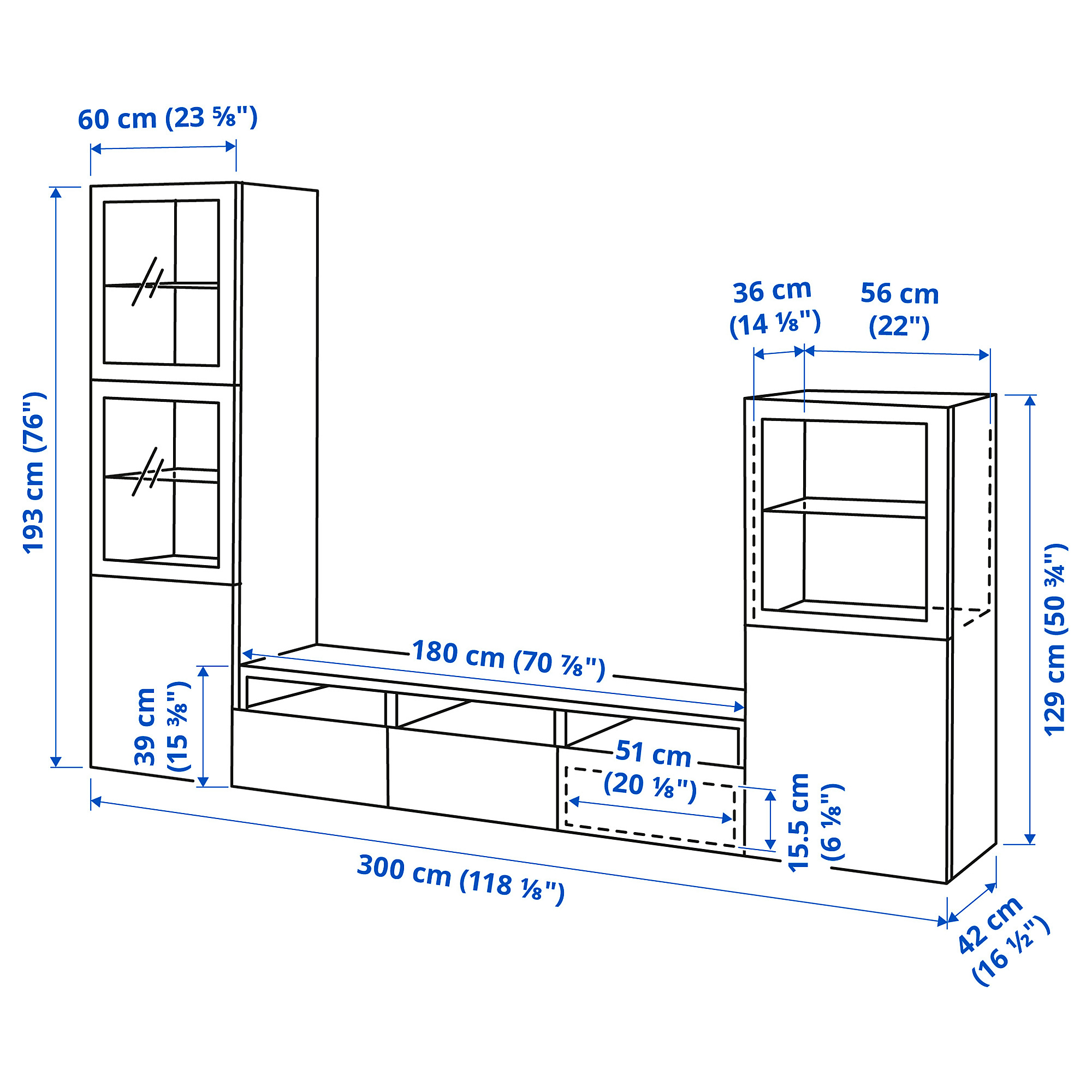 BESTÅ TV storage combination/glass doors