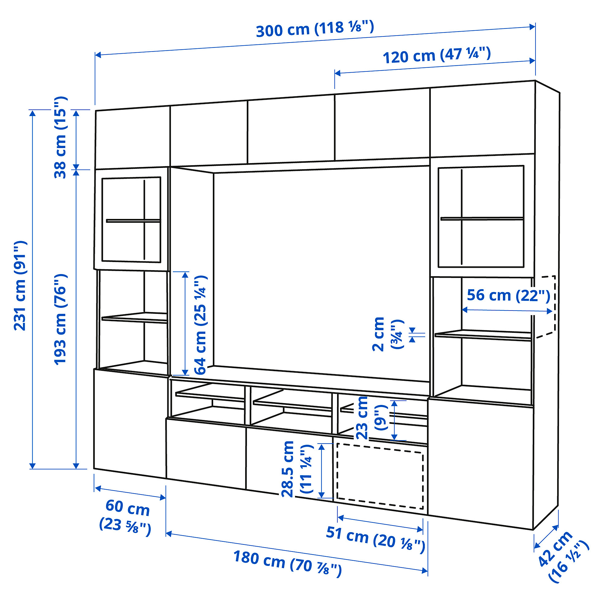 BESTÅ TV storage combination/glass doors