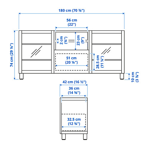 BESTÅ TV bench with doors and drawers