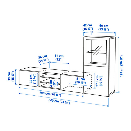 BESTÅ TV storage combination/glass doors