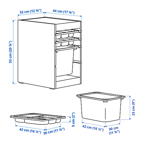 TROFAST storage combination with box/trays