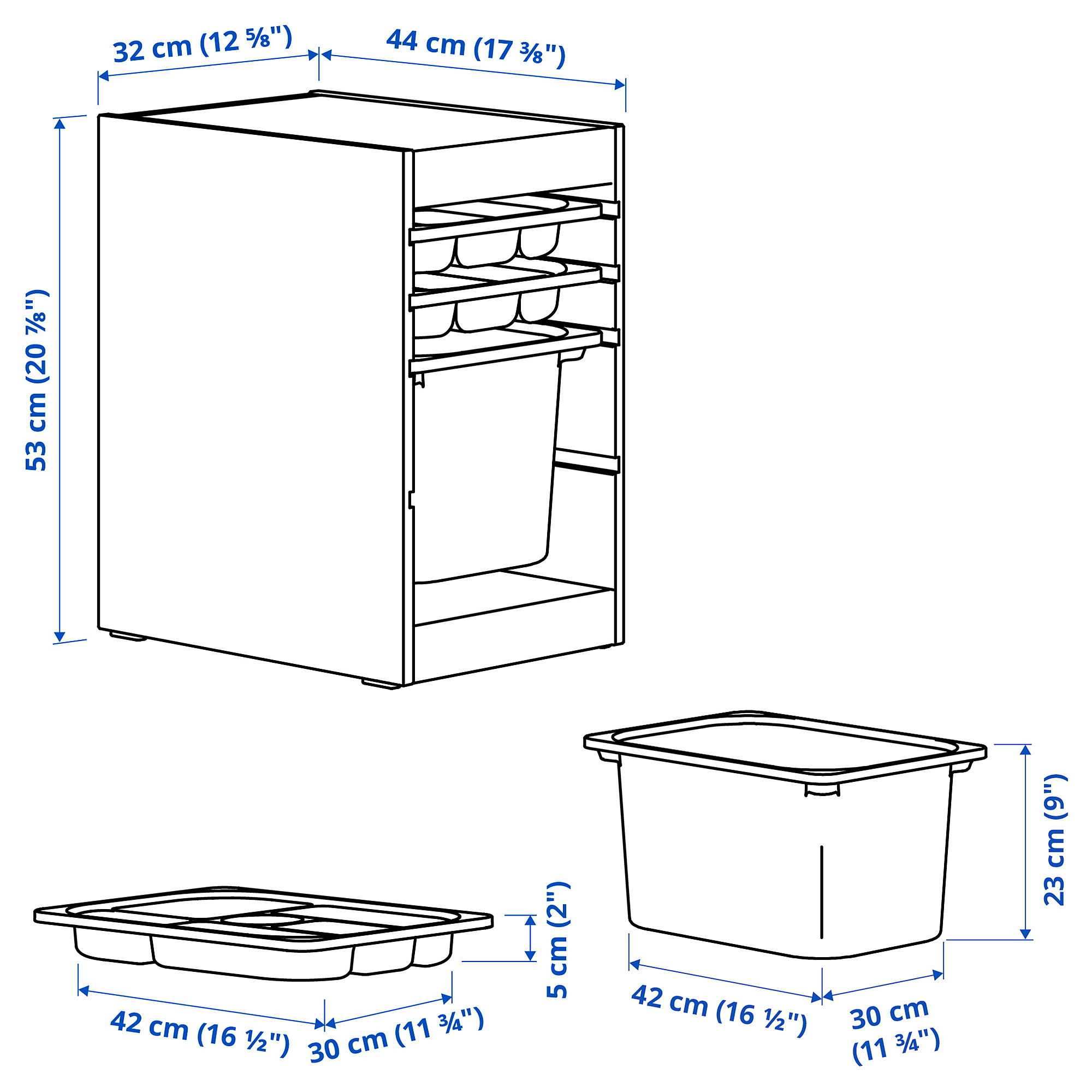 TROFAST storage combination with box/trays