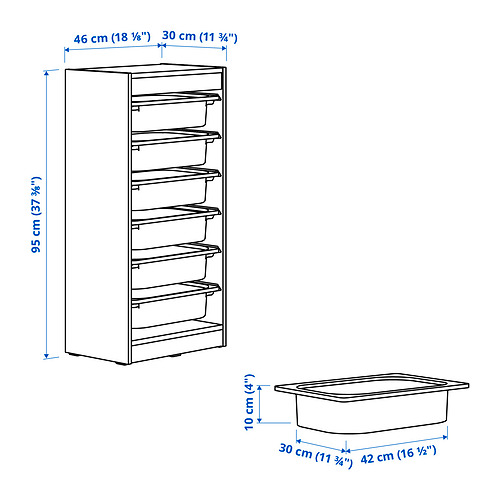 TROFAST storage combination with boxes