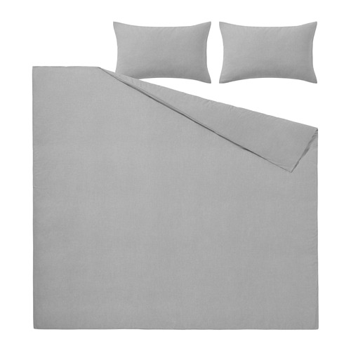 GROVSNÄRJA duvet cover and 2 pillowcases