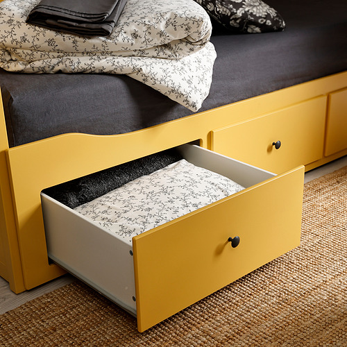 HEMNES day-bed w 3 drawers/2 mattresses