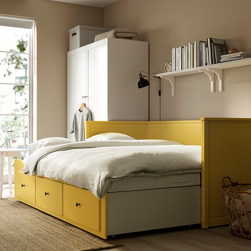 HEMNES day-bed w 3 drawers/2 mattresses