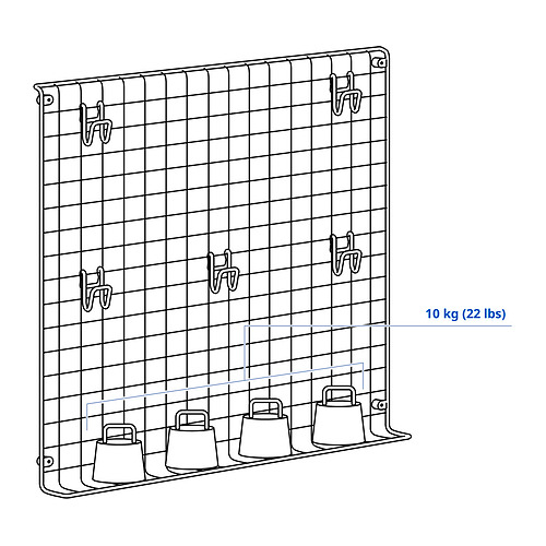 GREJIG wall grid with rail