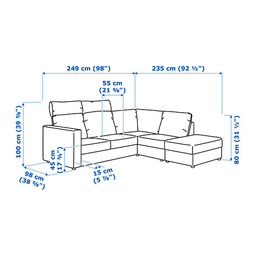 VIMLE corner sofa, 4-seat