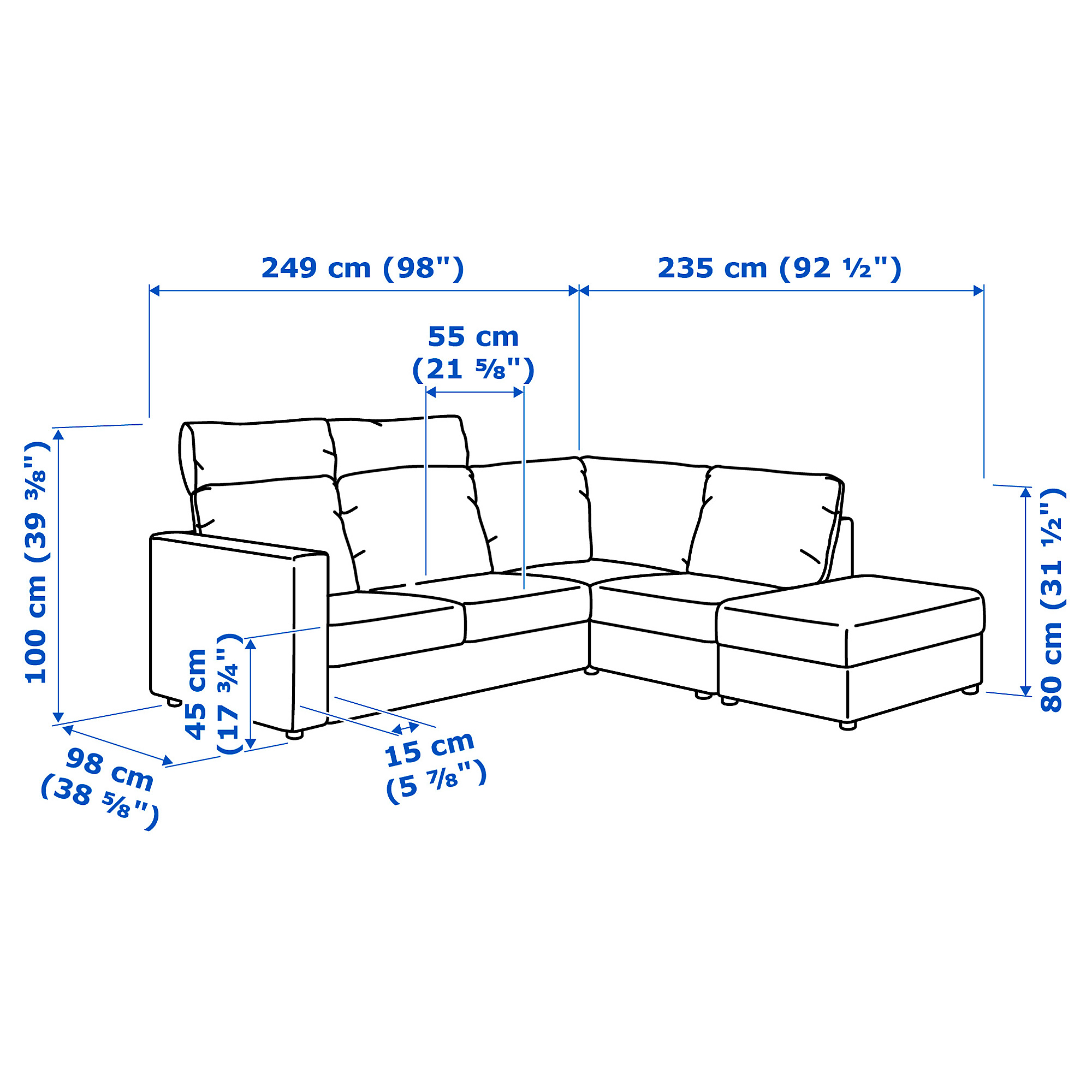 VIMLE corner sofa, 4-seat