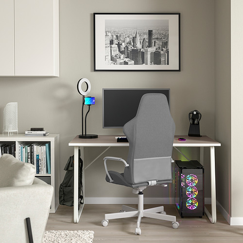 UTESPELARE/HUVUDSPELARE gaming desk and chair, 140x80 cm, beige/grey