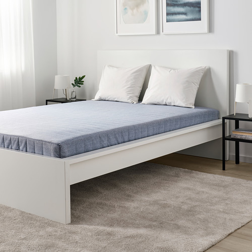 VADSÖ spring mattress, extra firm/light blue, double