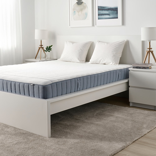 VALEVÅG pocket sprung mattress, extra firm/light blue, double