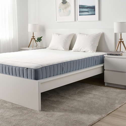 VALEVÅG pocket sprung mattress, firm/light blue, double