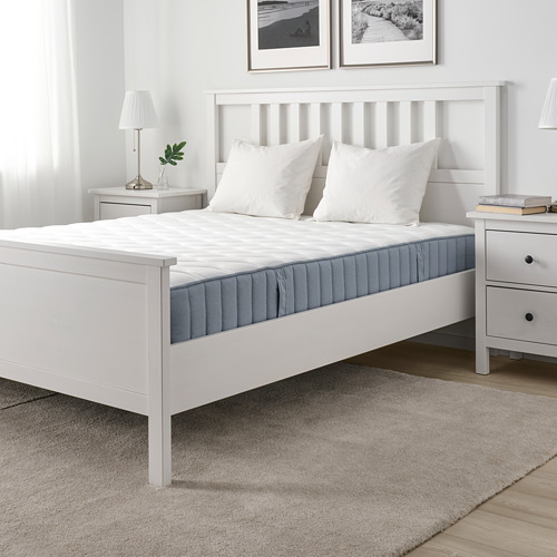 VÅGSTRANDA pocket sprung mattress, firm/light blue, queen