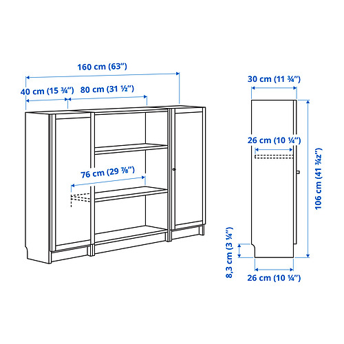 BILLY/OXBERG bookcase combination with doors