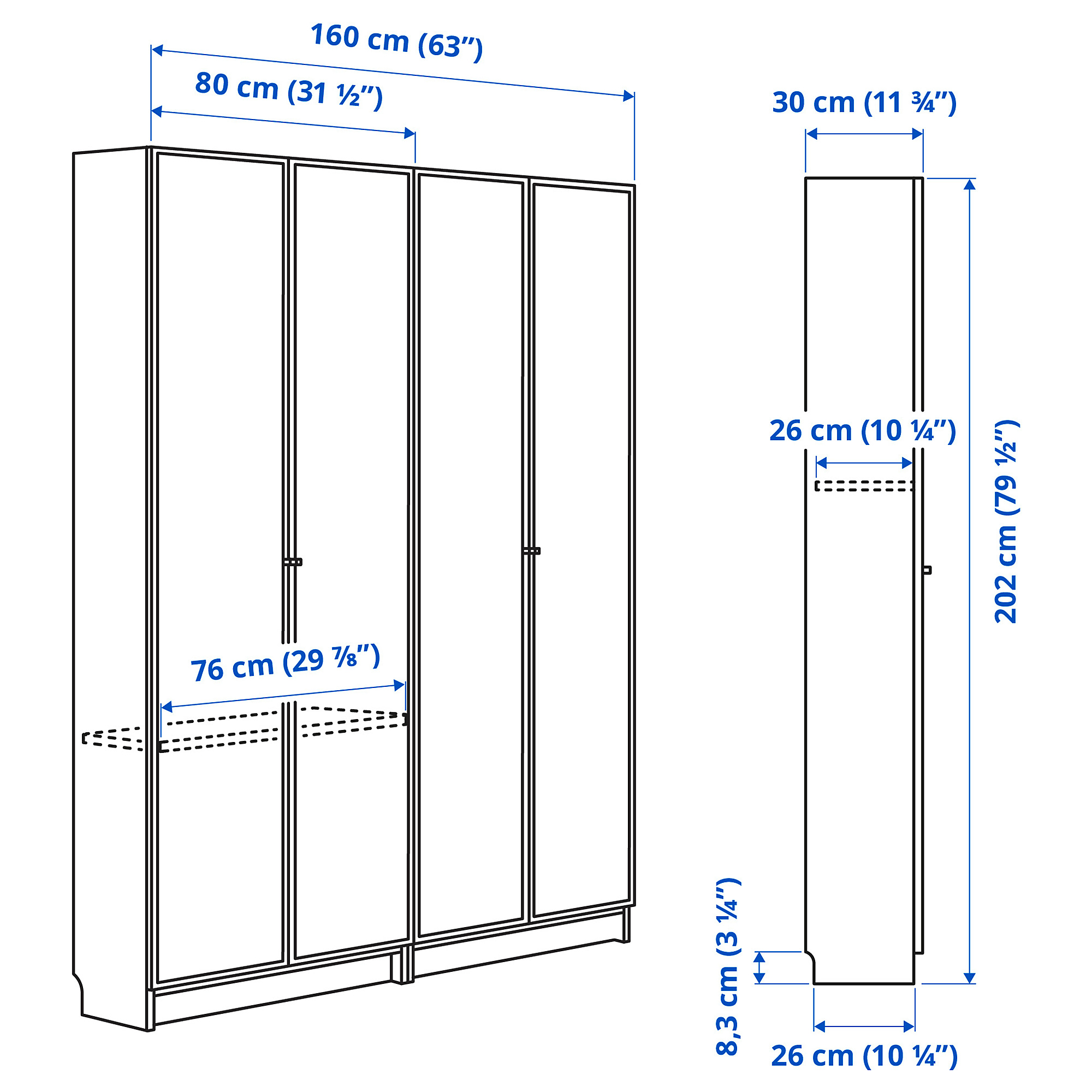BILLY/HÖGBO bookcase combination w glass doors